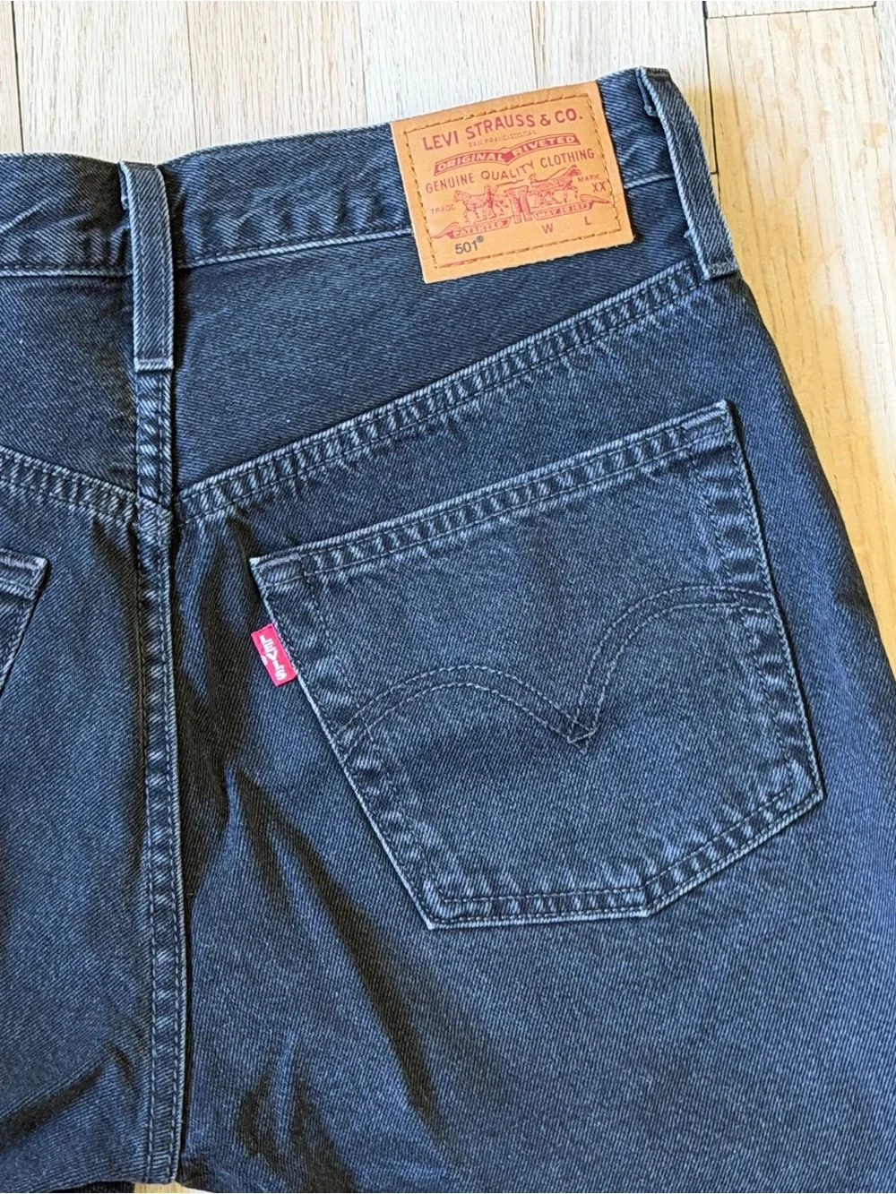 Levi's Black Frayed Hem Denim Cutoff Shorts - Picture 3 of 3